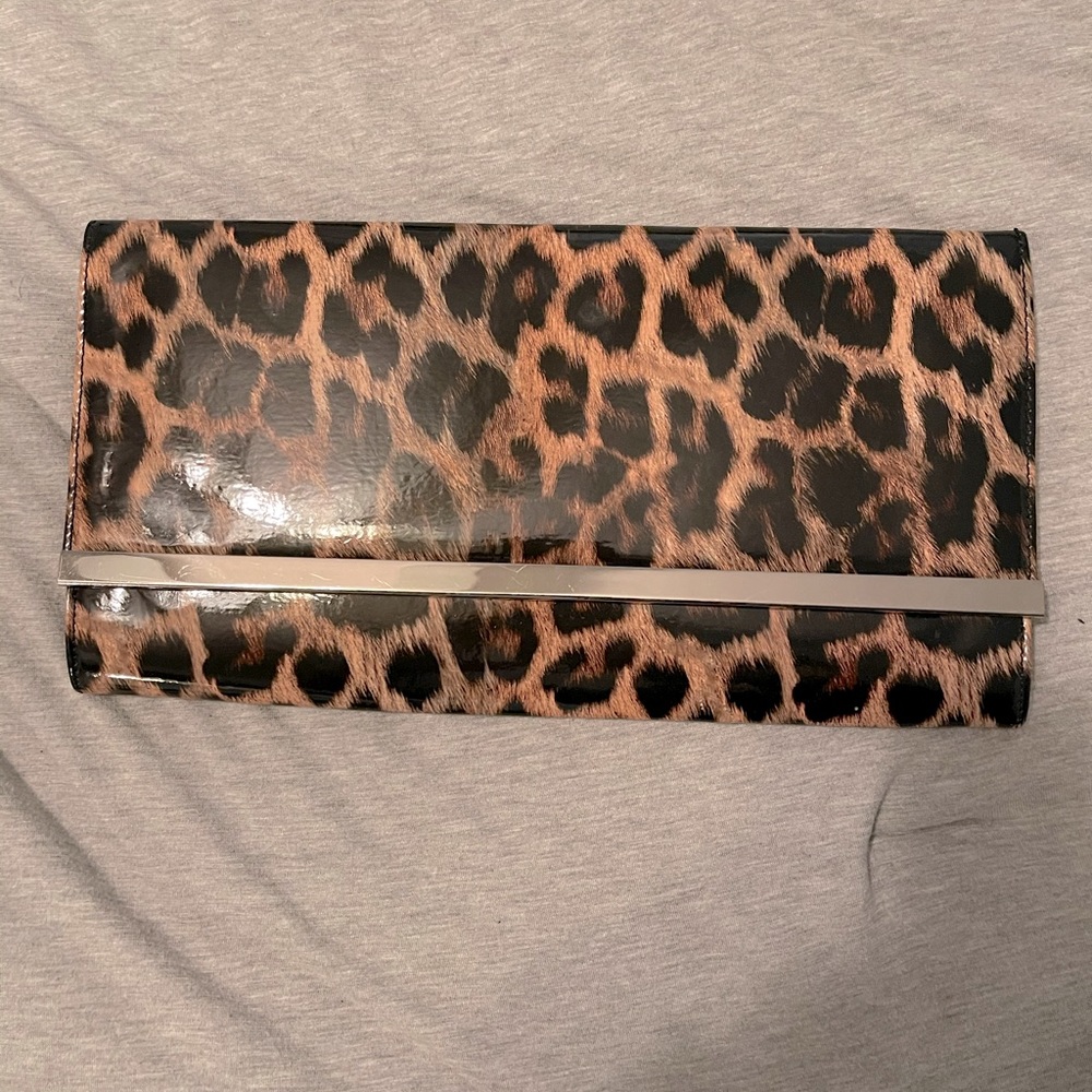 Oversized leopard print clutch